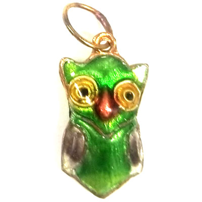 ENAMEL OWL 13X24MM GREEN